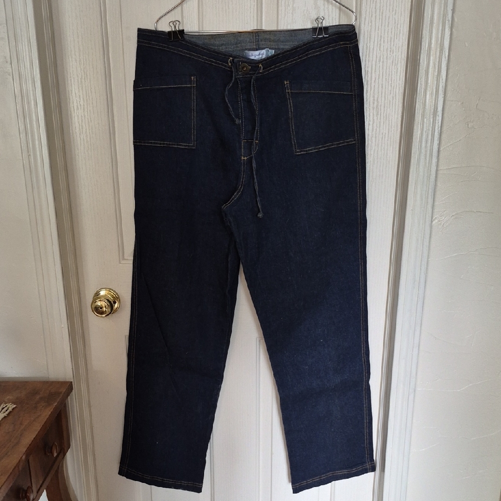 Fresh Produce Womens Navy Relaxed Denim Jeans with Drawstring Waist